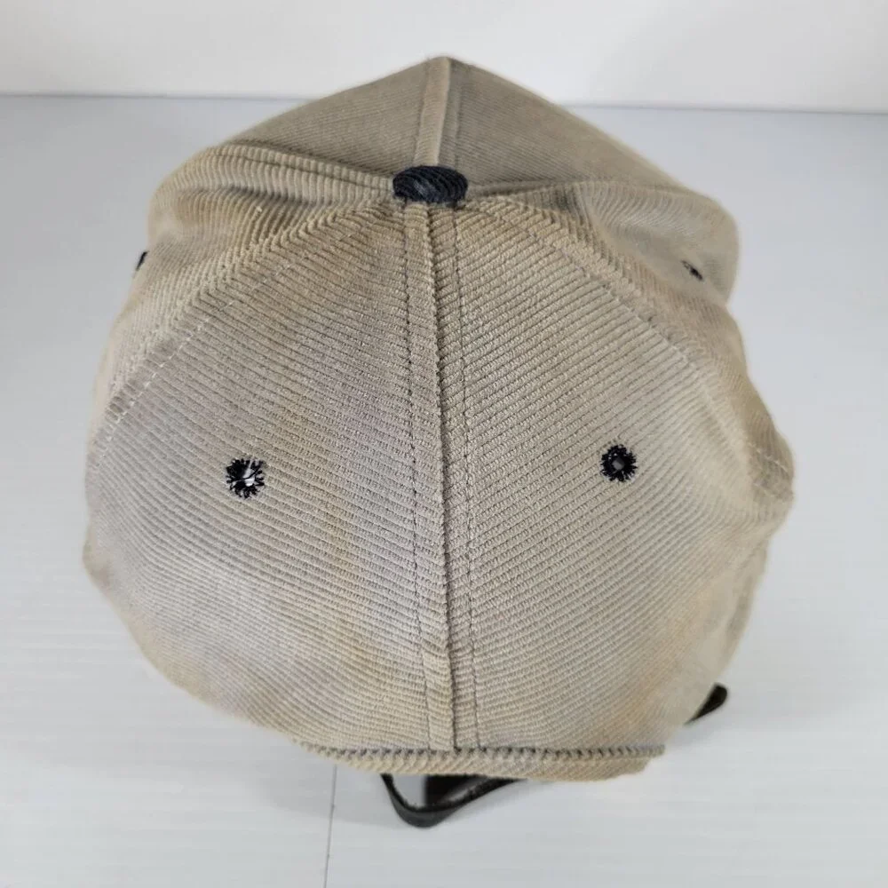 Vintage US Olympic Training Center Corduroy Cap Snapback Hat MADE IN USA Tan Bei